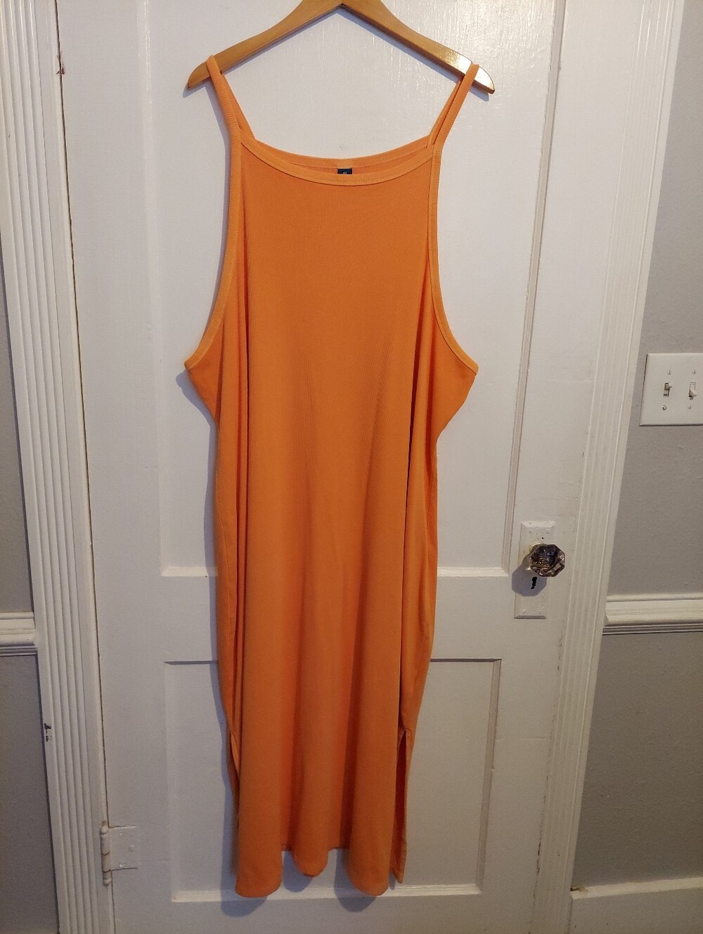 VTG Old Navy Midi Slip Dress Womens 4X Plus Wild Papaya Rib-Knit Summer Beach